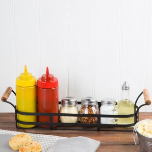TableCraft CJS12R Black Powder Coated Condiment Caddy