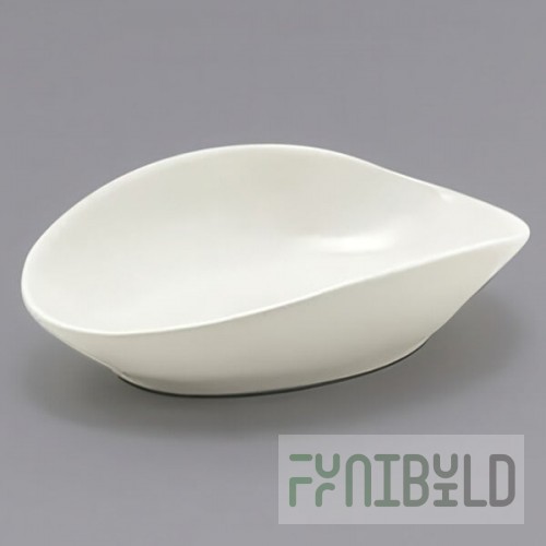 Front of the House Tides 3 oz. Semi-Matte Semi-Matte Scallop Oval Porcelain Ramekin - 12/Case