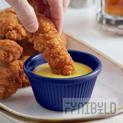 Acopa 4 oz. Blue Fluted Melamine Ramekin - 12/Case