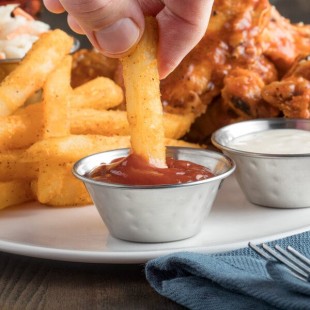 Choice 1.5 oz. Hammered Stainless Steel Round Sauce Cup - 12/Pack Choice 1.5 oz. Hammered Stainless Steel Round Sauce Cup - 12/Pack