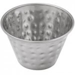 Choice 1.5 oz. Hammered Stainless Steel Round Sauce Cup - 12/Pack