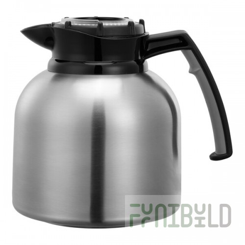 Service Ideas Brew 'N' Pour 64.2 oz. Stainless Steel Coffee Carafe / Server with Black Clock Lid BNP19V4