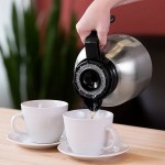 Service Ideas Brew 'N' Pour 64.2 oz. Stainless Steel Coffee Carafe / Server with Black Clock Lid BNP19V4