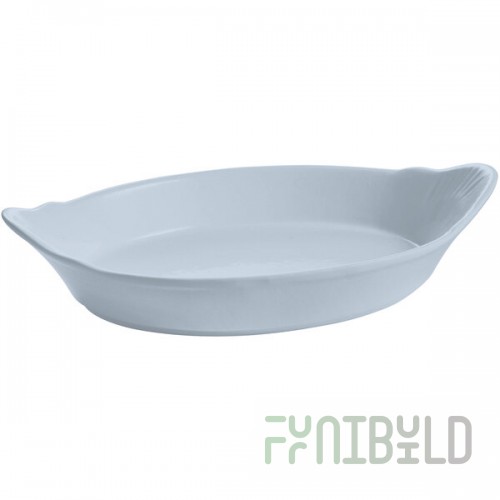 TableCraft CW1710GY 28 oz. Gray Oval Au Gratin Dish