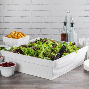 TableCraft CW1494W 24 Qt. White Cast Aluminum Square Bowl TableCraft CW1494W 24 Qt. White Cast Aluminum Square Bowl