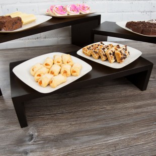 TableCraft RBK300 Cascade Black Painted Wood 3-Piece Riser Set