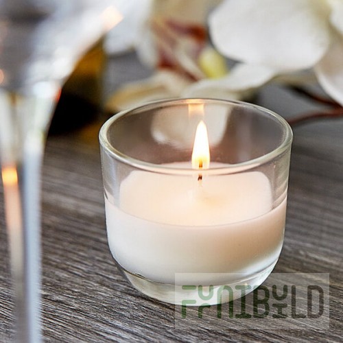 Sterno 40114 PetiteLites 8 Hour Clear Wax Filled Glass Candle - 48/Case