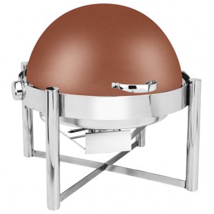 Eastern Tabletop 3128CP Pillar'd 8 Qt. Round Copper Coated Stainless Steel Roll Top Chafer