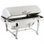 Bon Chef 19140CH Roman Sleek 8 Qt. Dripless Stainless Steel with Chrome Accents Roll Top Chafer with Roman Legs Bon Chef 19140CH Roman Sleek 8 Qt. Dripless Stainless Steel with Chrome Accents Roll Top Chafer with Roman Legs
