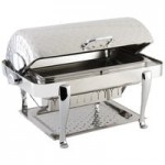 Bon Chef 19140CH Roman Sleek 8 Qt. Dripless Stainless Steel with Chrome Accents Roll Top Chafer with Roman Legs Bon Chef 19140CH Roman Sleek 8 Qt. Dripless Stainless Steel with Chrome Accents Roll Top Chafer with Roman Legs