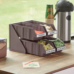 Choice Brown 2-Tier Self-Serve Organizer Set with 4 Bins and 2 Label Sheets