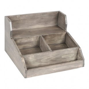 Cal-Mil Aspen Gray-Washed Pine Wood Condiment Organizer - 15 1/4 Cal-Mil Aspen Gray-Washed Pine Wood Condiment Organizer - 15 1/4