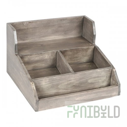 Cal-Mil Aspen Gray-Washed Pine Wood Condiment Organizer - 15 1/4