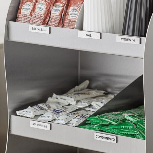 ServSense Magnetic Stainless Steel Condiment Labels for Self Service Station Organizers - Spanish - 17/Pack