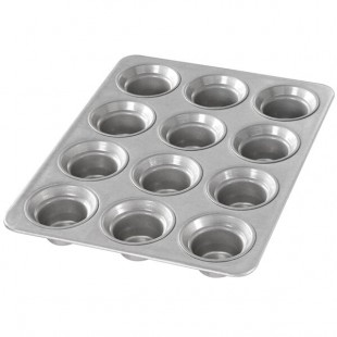 Chicago Metallic 42754 12 Cup 3 oz. Glazed Aluminized Steel Mini Crown Muffin Pan - 10 5/8