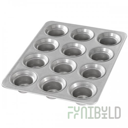 Chicago Metallic 42754 12 Cup 3 oz. Glazed Aluminized Steel Mini Crown Muffin Pan - 10 5/8