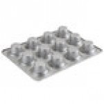 Chicago Metallic 42754 12 Cup 3 oz. Glazed Aluminized Steel Mini Crown Muffin Pan - 10 5/8