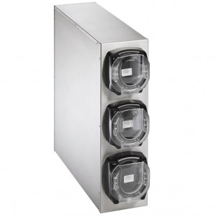 Vollrath K58823 LidSaver® 3 Stainless Steel 3-Slot Vertical Countertop Lid Dispenser Cabinet