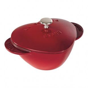 Staub 1.75 Qt. Cherry Enameled Cast Iron Heart Dutch Oven 1004187
