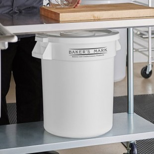 Baker's Mark 20 Gallon / 320 Cup White Round Ingredient Storage Bin with White Lid