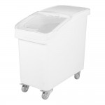 Baker's Lane 27 Gallon / 430 Cup White Slant Top Mobile Ingredient Storage Bin with Sliding Lid & Scoop Baker's Lane 27 Gallon / 430 Cup White Slant Top Mobile Ingredient Storage Bin with Sliding Lid & Scoop