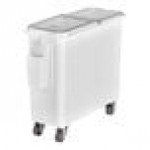 Baker's Lane 27 Gallon / 430 Cup White Slant Top Mobile Ingredient Storage Bin with Sliding Lid & Scoop Baker's Lane 27 Gallon / 430 Cup White Slant Top Mobile Ingredient Storage Bin with Sliding Lid & Scoop