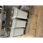 Baker's Lane 27 Gallon / 430 Cup White Slant Top Mobile Ingredient Storage Bin with Sliding Lid & Scoop Baker's Lane 27 Gallon / 430 Cup White Slant Top Mobile Ingredient Storage Bin with Sliding Lid & Scoop