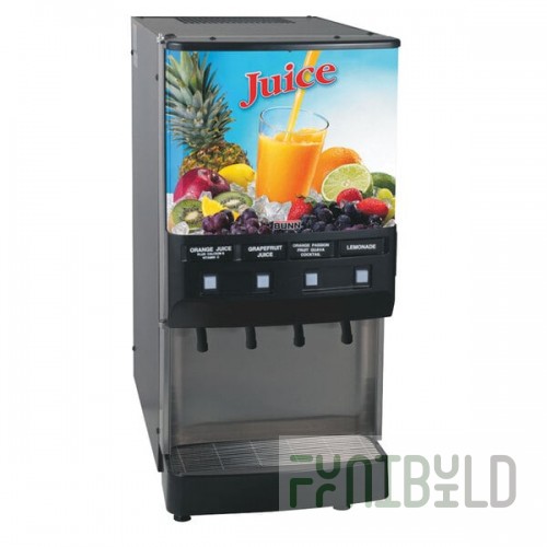 Bunn 37300.0054 JDF-4S Silver Series Four Flavor Cold Beverage System with LED Lighted Graphics