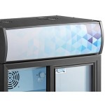 Avantco CSM-4-HC Black Customizable Countertop Display Refrigerator with Sliding Door and Merchandising Panel