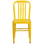 Flash Furniture CH-61200-18-YL-GG Yellow Metal Indoor / Outdoor Chair with Vertical Slat Back Flash Furniture CH-61200-18-YL-GG Yellow Metal Indoor / Outdoor Chair with Vertical Slat Back