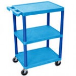 Luxor STC222-B Black 3 Flat Shelf Utility Cart - 24 Luxor STC222-B Black 3 Flat Shelf Utility Cart - 24