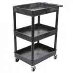 Luxor STC222-B Black 3 Flat Shelf Utility Cart - 24 Luxor STC222-B Black 3 Flat Shelf Utility Cart - 24