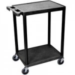 Luxor STC222-B Black 3 Flat Shelf Utility Cart - 24 Luxor STC222-B Black 3 Flat Shelf Utility Cart - 24
