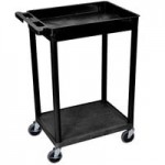 Luxor STC222-B Black 3 Flat Shelf Utility Cart - 24 Luxor STC222-B Black 3 Flat Shelf Utility Cart - 24