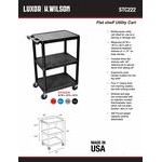 Luxor STC222-B Black 3 Flat Shelf Utility Cart - 24 Luxor STC222-B Black 3 Flat Shelf Utility Cart - 24