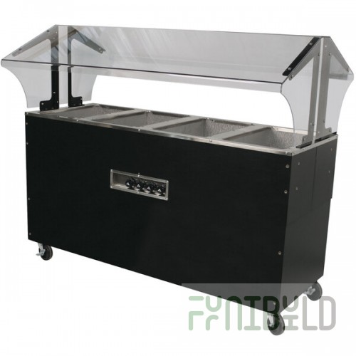 Advance Tabco B4-240-B-S-SB Enclosed Base Everyday Buffet Stainless Steel Four Pan Electric Hot Food Table with Stainless Steel Liners - Open Well - 208/240V