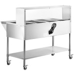 Avantco STE-4MGH Four Pan Open Well Mobile Electric Steam Table with Undershelf and 57