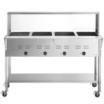 Avantco STE-4MGH Four Pan Open Well Mobile Electric Steam Table with Undershelf and 57