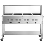 Avantco STE-4MGH Four Pan Open Well Mobile Electric Steam Table with Undershelf and 57