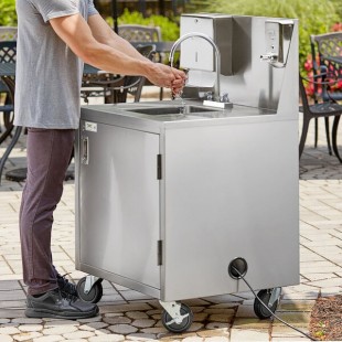 Regency Single Bowl Hot and Cold Portable Hand Sink Cart with 8 Regency Single Bowl Hot and Cold Portable Hand Sink Cart with 8