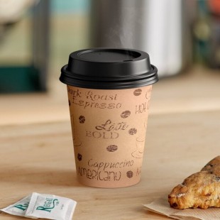 Choice 12 oz. Cafe Print Poly Paper Hot Cup and Lid - 100/Case Choice 12 oz. Cafe Print Poly Paper Hot Cup and Lid - 100/Case