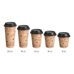 Choice 12 oz. Cafe Print Poly Paper Hot Cup and Lid - 100/Case