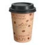 Choice 12 oz. Cafe Print Poly Paper Hot Cup and Lid - 100/Case