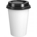 Choice 12 oz. Cafe Print Poly Paper Hot Cup and Lid - 100/Case