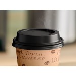 Choice 12 oz. Cafe Print Poly Paper Hot Cup and Lid - 100/Case