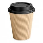 Choice 12 oz. Cafe Print Poly Paper Hot Cup and Lid - 100/Case