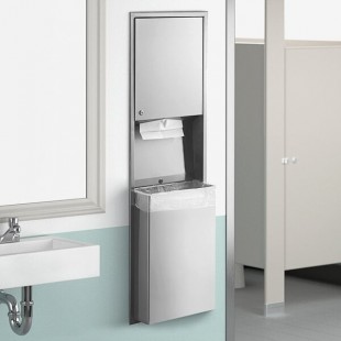 Lavex Stainless Steel C-Fold / Multifold Recessed Paper Towel Dispenser with 12 Gallon Waste Receptacle Lavex Stainless Steel C-Fold / Multifold Recessed Paper Towel Dispenser with 12 Gallon Waste Receptacle