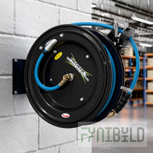 Regency Open Powder-Coated Steel Air / Water Hose Reel with 100' x 1/2