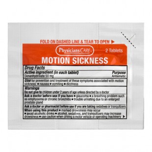 PhysiciansCare 91274-002 50 mg Motion Sickness Pills - 720/Case