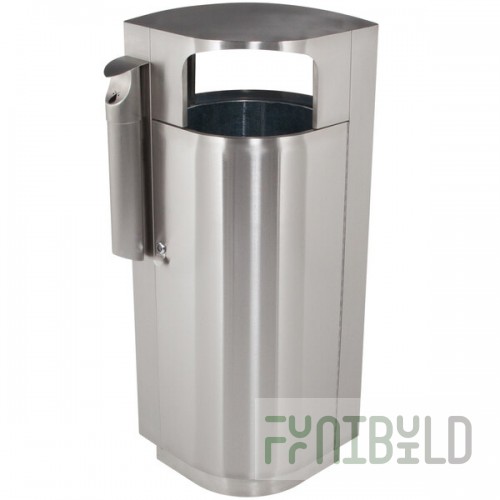 Commercial Zone 78232999 Leafview 40 Gallon Oval Stainless Steel Trash Can with Cigarette Receptacle